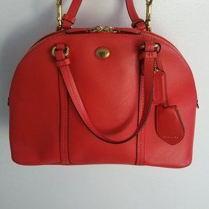 Coach Peyton Red Leather Bowler Bag